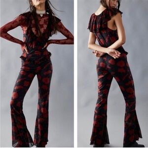 Free People NWOT Size Large FABULOUS Austyn Femme One Piece Black & Red Jumpsuit